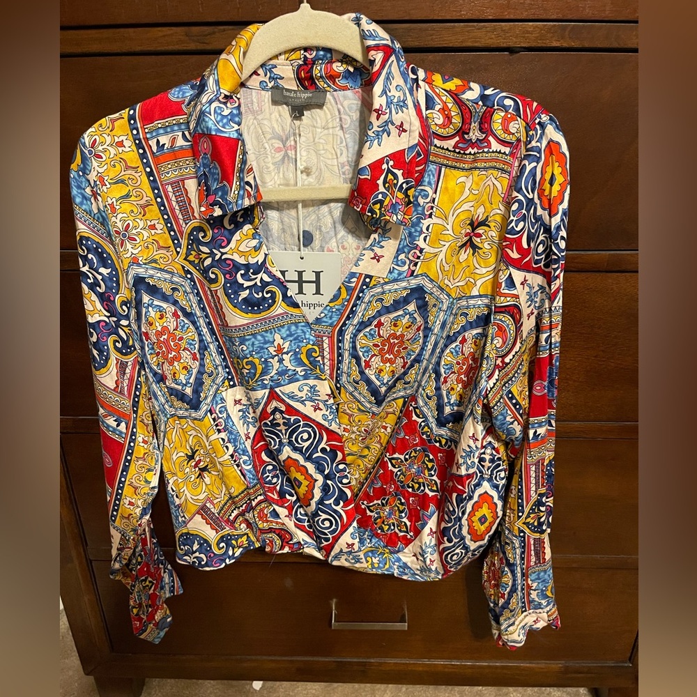 Long sleeve silk like shirt